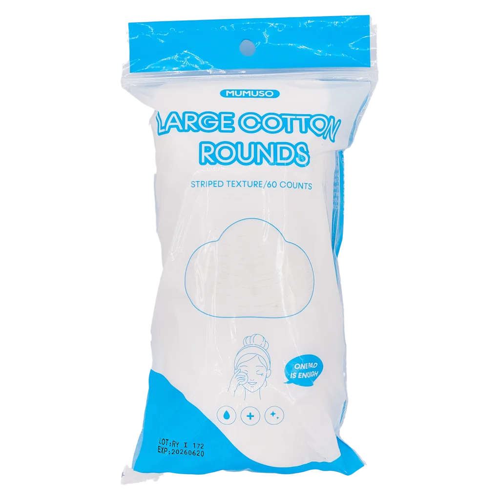MUMUSO großformatige Wattepads mit Streifenstruktur, 60 Stück (Weiß) – Wattepads für empfindliche Haut und Gesichtspflege.