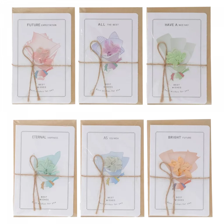 MUMUSO Grußkarte mit getrockneter Blume, Blüten-Design (Natur, mehrfarbig) – stilvolle Blumenkarte für besondere Anlässe.