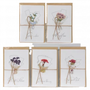 MUMUSO Grußkarte mit Trockenblumen, mehrfarbig – stilvolle Karte mit Blumendekoration für besondere Anlässe.