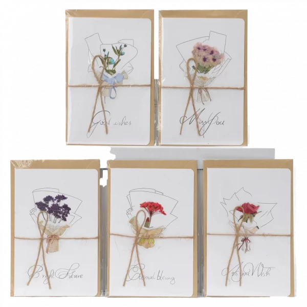 MUMUSO Grußkarte mit Trockenblumen, mehrfarbig – stilvolle Karte mit Blumendekoration für besondere Anlässe.
