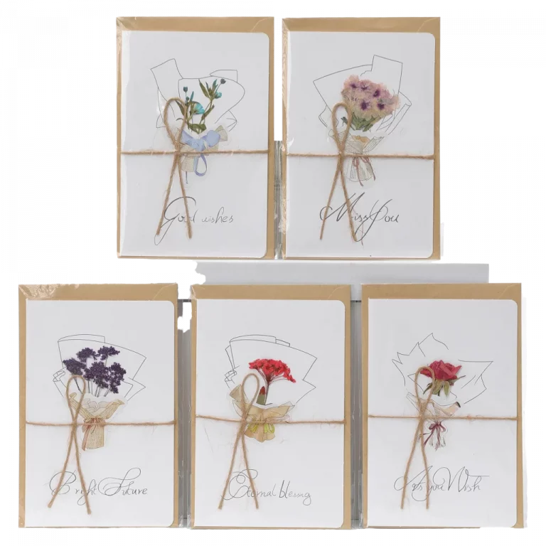 MUMUSO Grußkarte mit Trockenblumen, mehrfarbig – stilvolle Karte mit Blumendekoration für besondere Anlässe.