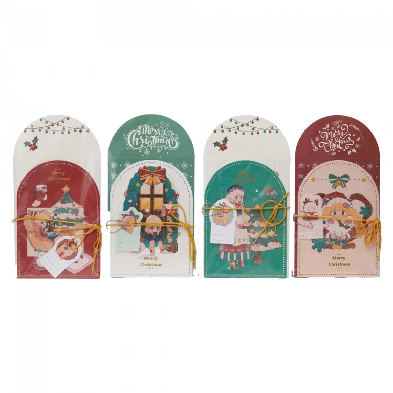 MUMUSO Grußkarte Weihnachten mit farbenfrohem Print (Grün) – festliche Weihnachtskarte für persönliche Botschaft.