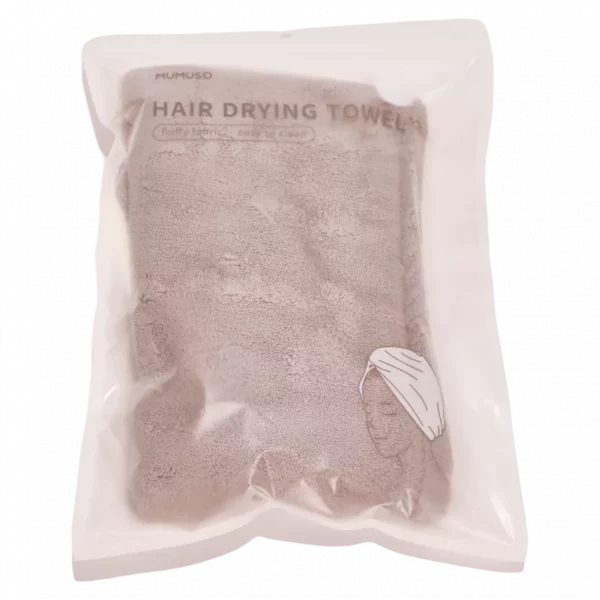 MUMUSO Haar-Handtuch aus Coral Fleece, Mikrofaser, schnell trocknend in Grau – saugfähiges Haarhandtuch für Damen und Herren.