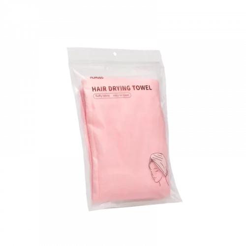 MUMUSO Haarturban Mikrofaser Handtuch, 25×65 cm in Hellrosa – schnelltrocknend und sanft zu den Haaren.