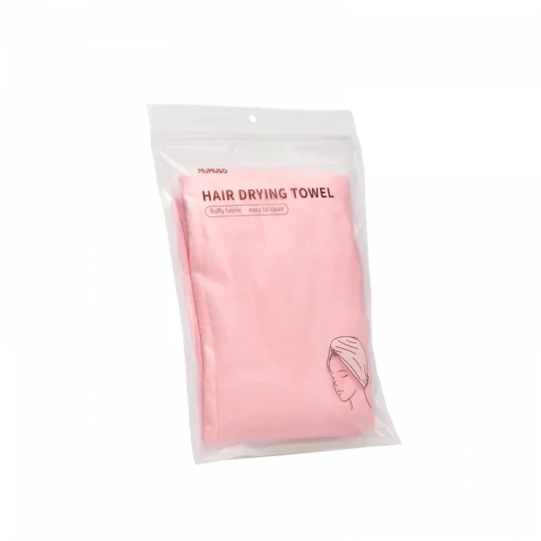MUMUSO Haarturban Mikrofaser Handtuch, 25×65 cm in Hellrosa – schnelltrocknend und sanft zu den Haaren.