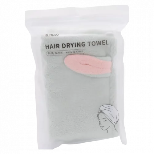 MUMUSO Haar-Turban Handtuch aus Mikrofaser, grau mit Hasenohren, weiches Haartuch für schnelles Haaretrocknen.