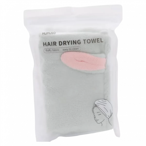 MUMUSO Haar-Turban Handtuch aus Mikrofaser, grau mit Hasenohren, weiches Haartuch für schnelles Haaretrocknen.
