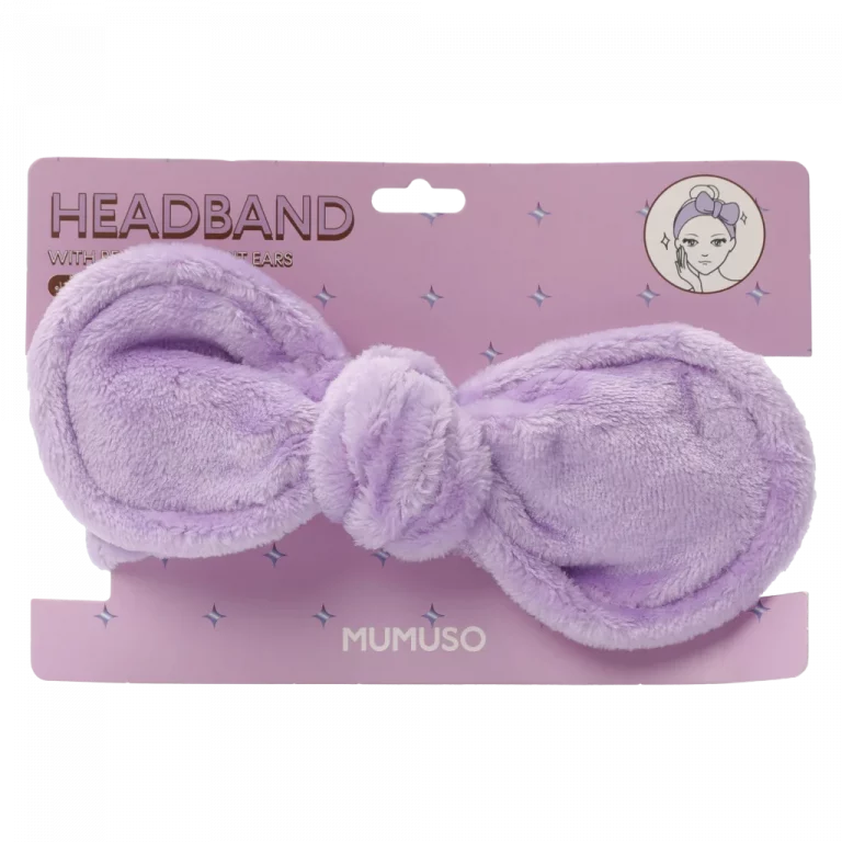 MUMUSO Haarband mit biegsamen Hasenohren aus Polyester in Lila – weiches Haaraccessoire für Gesichtspflege und Make-up.