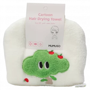 MUMUSO Haarturban aus Polyester, weiß mit Baum und Äpfeln – praktisches Haar-Handtuch für Kinder und Erwachsene.
