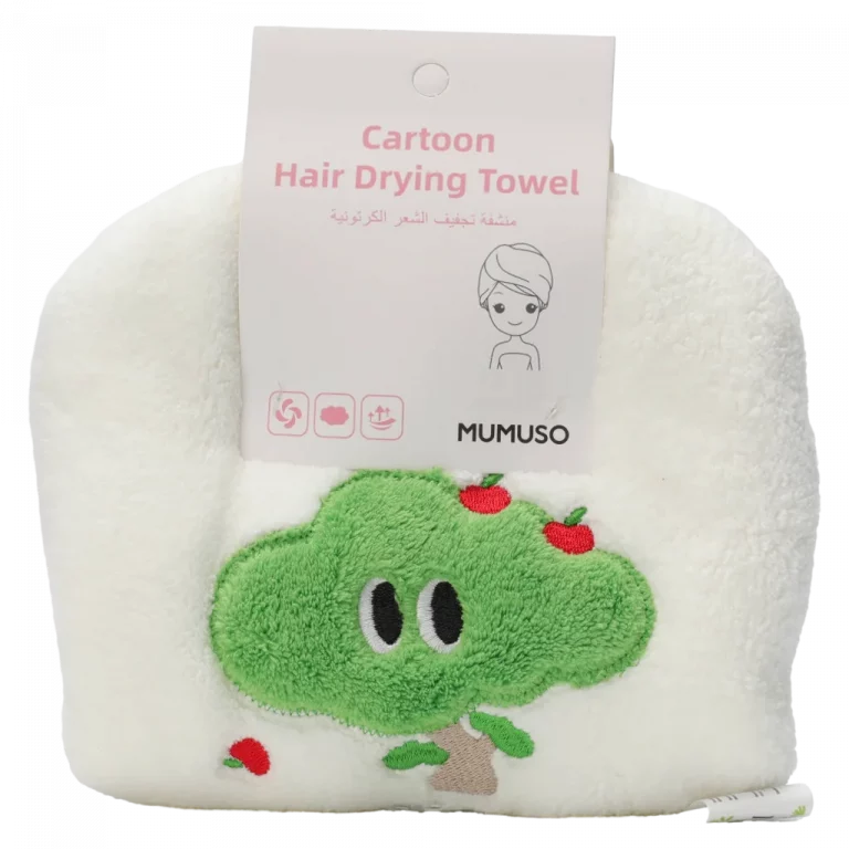 MUMUSO Haarturban aus Polyester, weiß mit Baum und Äpfeln – praktisches Haar-Handtuch für Kinder und Erwachsene.