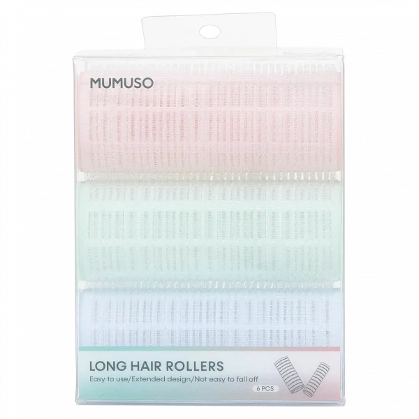 MUMUSO Haarwickler Set für langes Haar, 6 Stück, rosa – praktische Lockenwickler für sanftes Styling und Volumen.