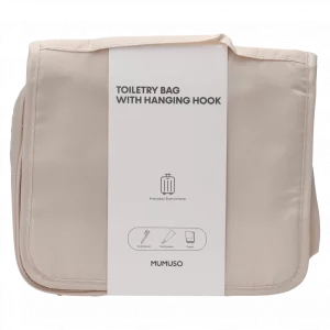 MUMUSO Hänge-Kulturtasche aus Polyester, Ivory White, aus der Kollektion Cherry Blossom – praktische Kulturtasche für Reisen.