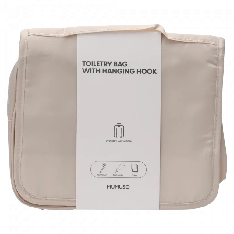 MUMUSO Hänge-Kulturtasche aus Polyester, Ivory White, aus der Kollektion Cherry Blossom – praktische Kulturtasche für Reisen.