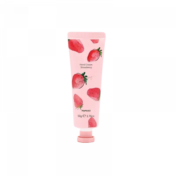 MUMUSO Handcreme mit Erdbeer, 50 g (Rosa) – feuchtigkeitsspendende Handpflege für trockene Hände im Alltag.