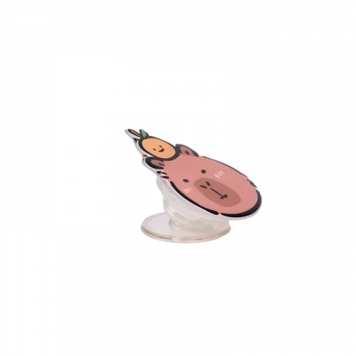 MUMUSO Handyhalter klappbar aus Kunststoff, beige, mit Capybara – praktisches Smartphone Zubehör für Kinder.