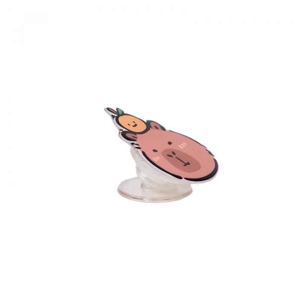 MUMUSO Handyhalter klappbar aus Kunststoff, beige, mit Capybara – praktisches Smartphone Zubehör für Kinder.