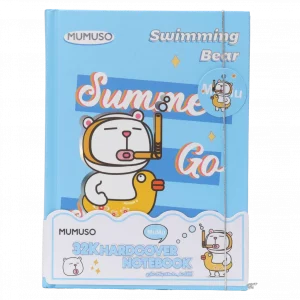 MUMUSO Hardcover Notizbuch 32K mit Bär, hellblau – süßes Notizbuch für Kinder und Schule, robustes Cover.
