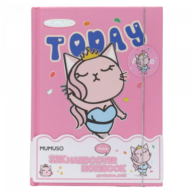 MUMUSO Notizbuch Hardcover mit Katze (Rosa) – charmantes Notizbuch für Schule oder Alltag mit Katzen-Print.