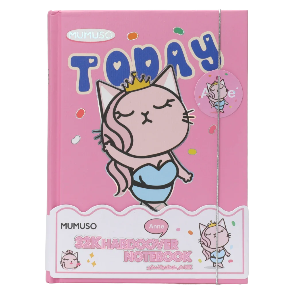 MUMUSO Notizbuch Hardcover mit Katze (Rosa) – charmantes Notizbuch für Schule oder Alltag mit Katzen-Print.