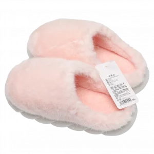 MUMUSO Hausschuhe Damen Kunstmarderpelz, Größe 38-39 (Rosa) – warme Winter Slipper für Zuhause mit rutschfester Sohle.