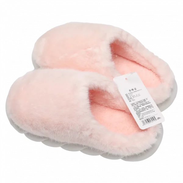 MUMUSO Hausschuhe Damen Kunstmarderpelz, Größe 38-39 (Rosa) – warme Winter Slipper für Zuhause mit rutschfester Sohle.