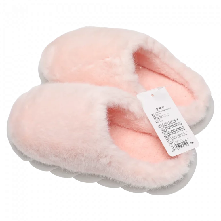 MUMUSO Hausschuhe Damen Kunstmarderpelz, Größe 38-39 (Rosa) – warme Winter Slipper für Zuhause mit rutschfester Sohle.