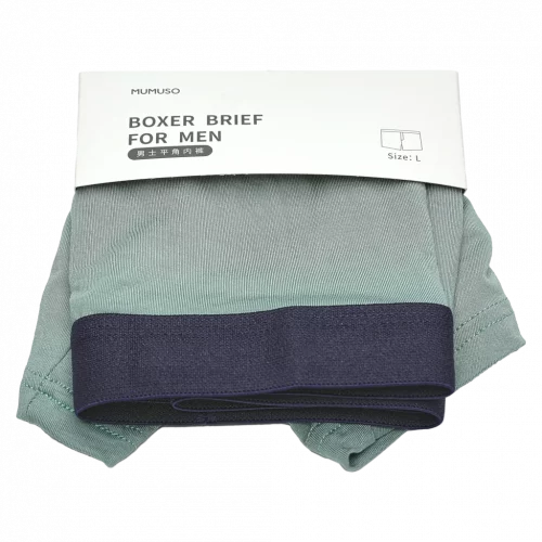 MUMUSO Herren Boxershorts, Größe L in grau-grün – bequeme Herrenunterwäsche mit elastischem Bund für den Alltag.