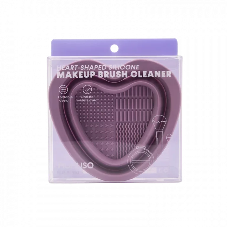MUMUSO herzförmiger Make-up-Pinselreiniger aus Silikon, violett – praktisches Reinigungstool für Kosmetikpinsel.