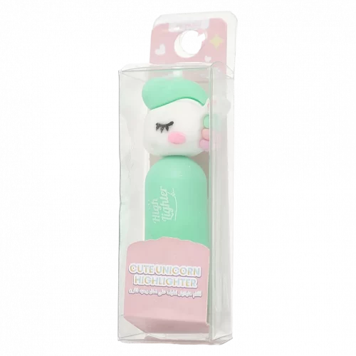 MUMUSO Highlighter mit Einhorn, grün, idealer Textmarker für Schule und Büro, lustiges Schreibwarenaccessoire.