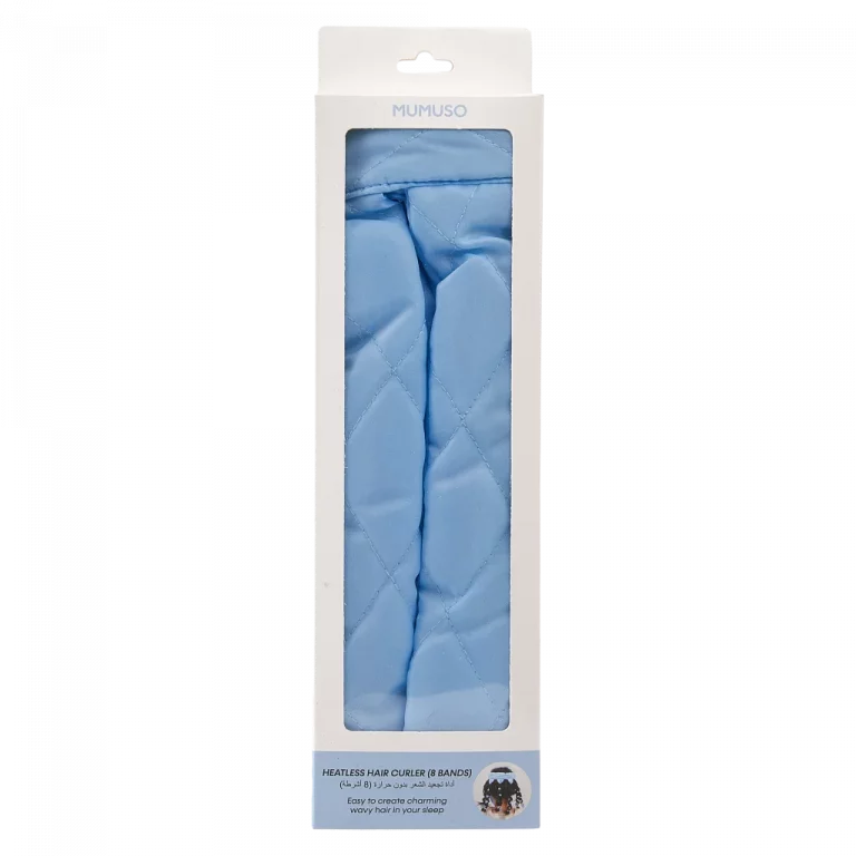 MUMUSO Haarwickler ohne Hitze aus Polyester und Baumwolle, 8 Bänder (Blau) – schonendes Haarstyling für langes Haar.