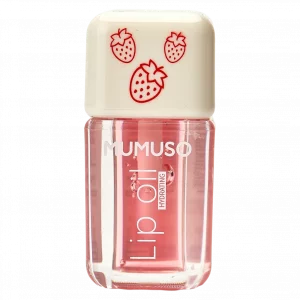 MUMUSO Hyaluron-Lippenöl feuchtigkeitsspendend, 30 ml (Rosa) mit Erdbeer-Print – pflegendes Lippenöl für trockene Lippen.