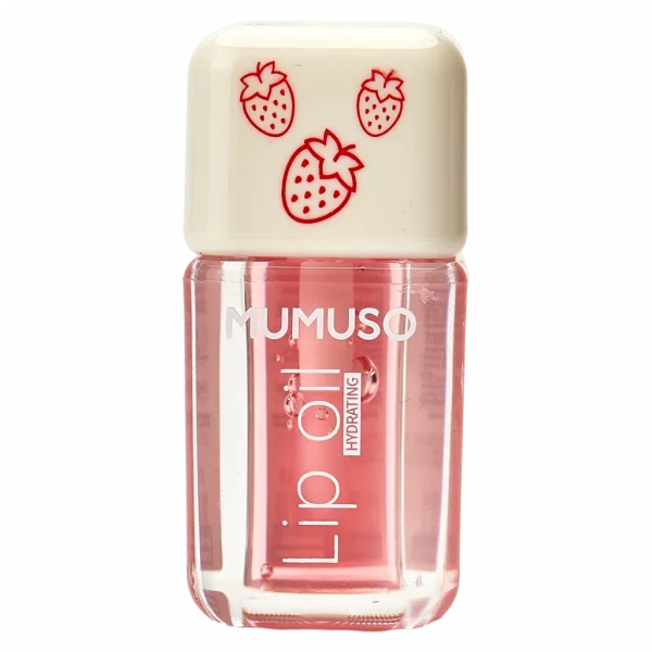 MUMUSO Hyaluron-Lippenöl feuchtigkeitsspendend, 30 ml (Rosa) mit Erdbeer-Print – pflegendes Lippenöl für trockene Lippen.