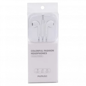 MUMUSO In-Ear-Kopfhörer aus ABS und TPE, weiß – leichtes Headset mit Funktionstaste für Musik und Anrufe.