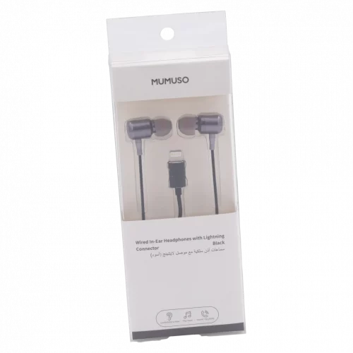 MUMUSO In-Ear Kopfhörer mit Lightning-Anschluss, Metall (Schwarz) – komfortable kabelgebundene Kopfhörer für iPhone.