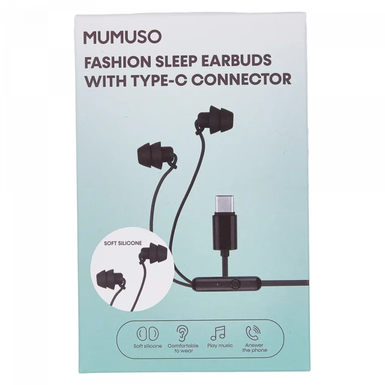 MUMUSO In-Ear-Kopfhörer aus Silikon mit Type-C-Anschluss in Schwarz – komfortabler Type-C-Kopfhörer für Smartphones.