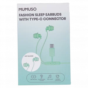 MUMUSO In-Ear-Kopfhörer aus weichem Silikon mit USB-C-Anschluss, grün – bequeme Kopfhörer für unterwegs und Smartphones.