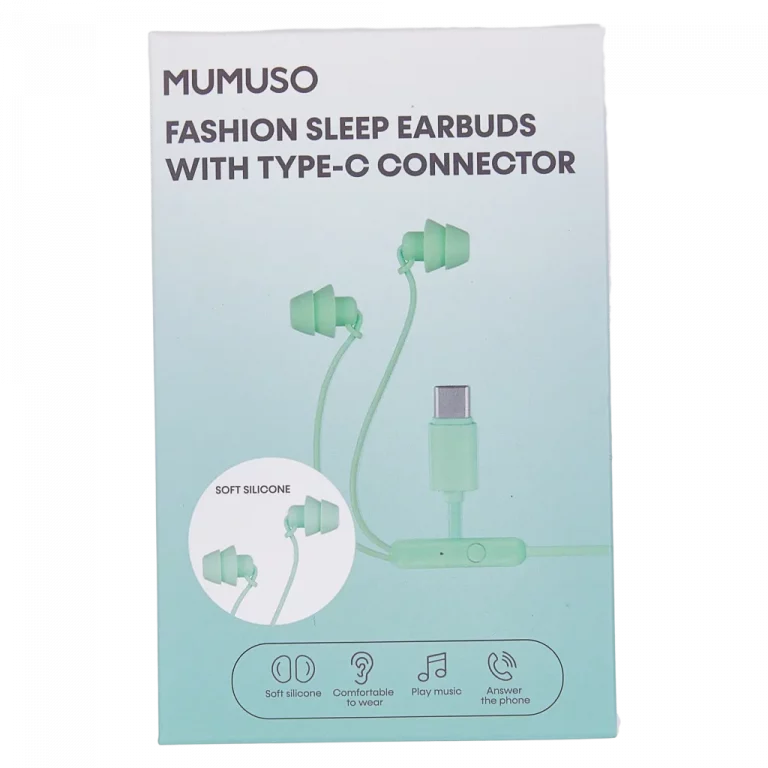 MUMUSO In-Ear-Kopfhörer aus weichem Silikon mit USB-C-Anschluss, grün – bequeme Kopfhörer für unterwegs und Smartphones.