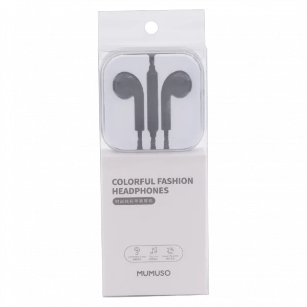 MUMUSO In-Ear Kopfhörer aus ABS+TPE, leicht und kompakt (Schwarz) – idealer Kopfhörer für Smartphone und unterwegs.