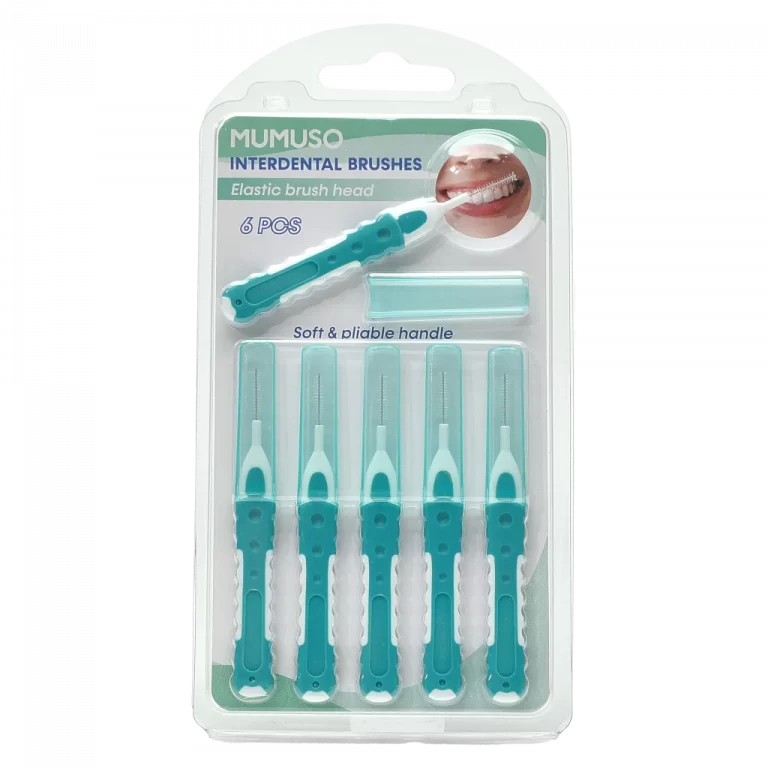 MUMUSO Interdentalbürsten I-förmig, 6er-Pack türkis/weiß – effektive Zahnzwischenraumreinigung für Erwachsene.