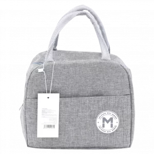 MUMUSO isolierte Lunch-Tasche aus Köper-Kombinationsstoff (Grau) – praktische Lunch-Tasche mit Isolierung für unterwegs.