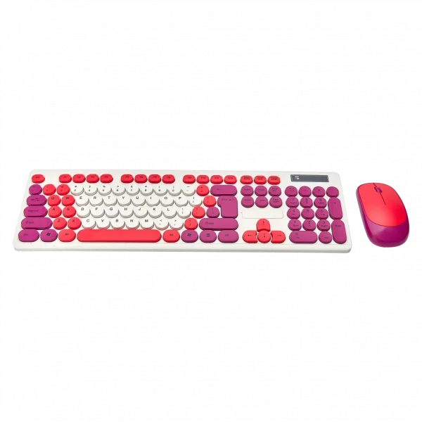 MUMUSO kabellose Tastatur und Maus aus HIPS-Kunststoff, ergonomisch in Rot – modernes Design, ideal für Büro oder Homeoffice.