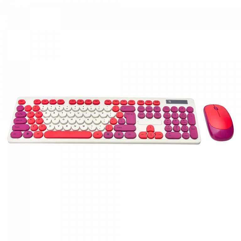 MUMUSO kabellose Tastatur und Maus aus HIPS-Kunststoff, ergonomisch in Rot – modernes Design, ideal für Büro oder Homeoffice.