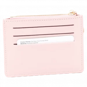 MUMUSO Kartenetui mit Katzenohren, Münzfach und Kartenfächern in Rosa – praktisches Münzetui für Damen.