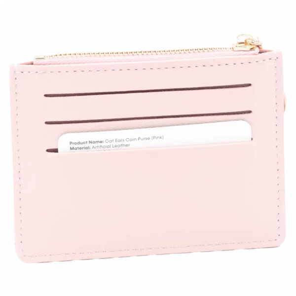 MUMUSO Kartenetui mit Katzenohren, Münzfach und Kartenfächern in Rosa – praktisches Münzetui für Damen.