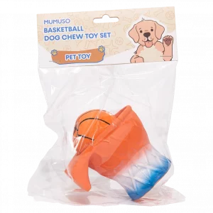 MUMUSO Kauspielzeug Hund aus Naturlatex in Basketball-Optik, orange, robustes Hundespielzeug zur Zahnpflege und Beschäftigung.