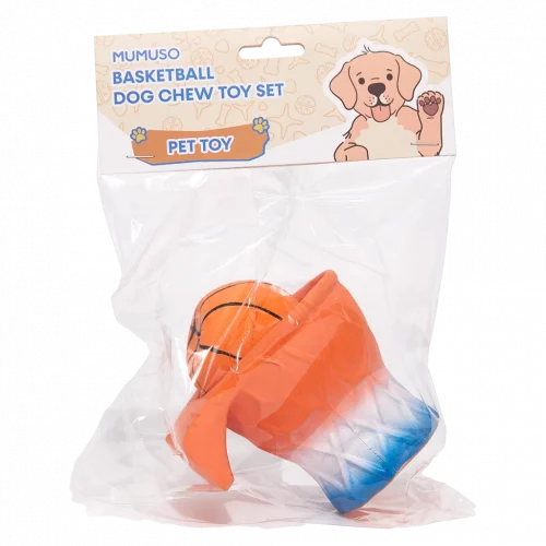 MUMUSO Kauspielzeug Hund aus Naturlatex in Basketball-Optik, orange, robustes Hundespielzeug zur Zahnpflege und Beschäftigung.