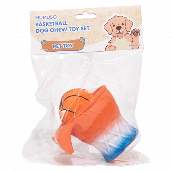 MUMUSO Kauspielzeug Hund aus Naturlatex in Basketball-Optik, orange, robustes Hundespielzeug zur Zahnpflege und Beschäftigung.