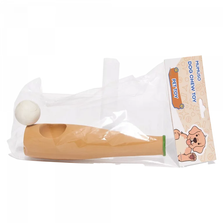 MUMUSO Kauspielzeug aus Naturkautschuk für Hunde im bowlingähnlichen Design, beige – langlebiges Hundespielzeug zur Zahnpflege.