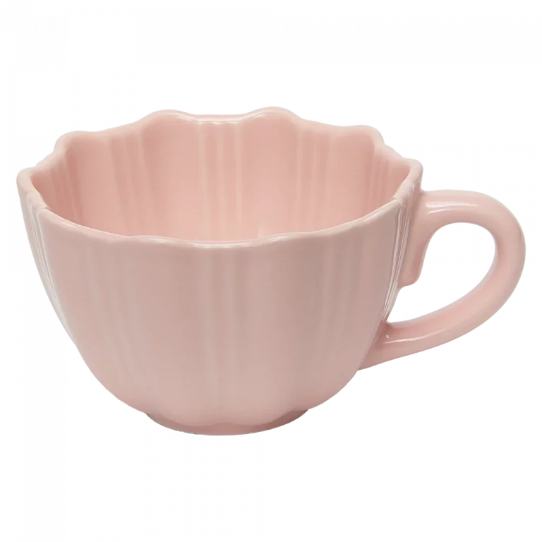 MUMUSO Keramiktasse 240 ml, rosa – Haushaltsbecher aus Keramik in Kirschblütenform, ideal für Tee oder Kaffee.