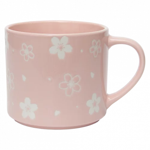 MUMUSO Keramiktasse mit Kirschblüten, 490 ml (Pink) – praktische Tasse für Kaffee oder Tee aus Keramik.